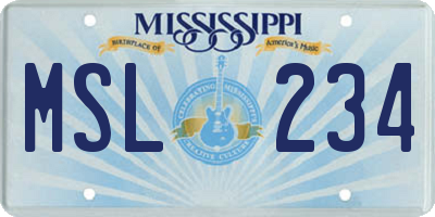 MS license plate MSL234