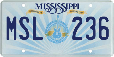 MS license plate MSL236