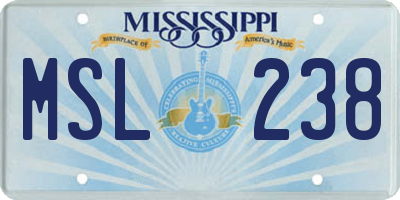 MS license plate MSL238