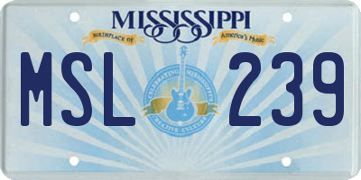 MS license plate MSL239