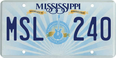 MS license plate MSL240