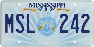 MS license plate MSL242