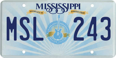 MS license plate MSL243
