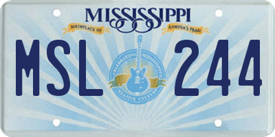 MS license plate MSL244