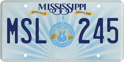 MS license plate MSL245