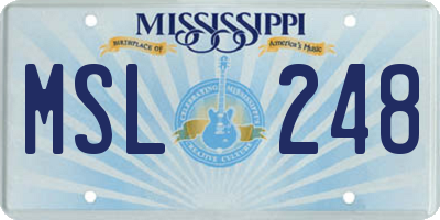 MS license plate MSL248