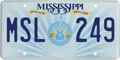 MS license plate MSL249