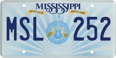 MS license plate MSL252