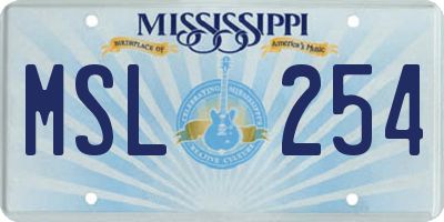 MS license plate MSL254