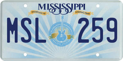 MS license plate MSL259