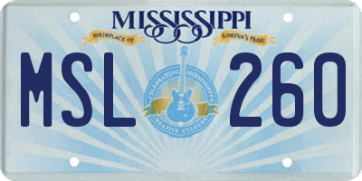 MS license plate MSL260