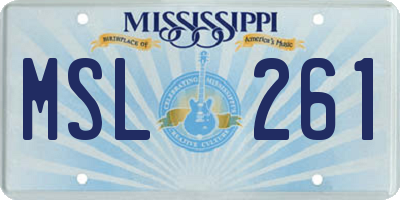 MS license plate MSL261