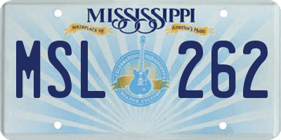 MS license plate MSL262