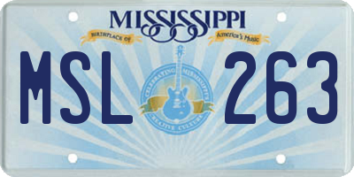 MS license plate MSL263