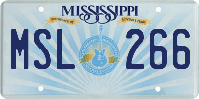 MS license plate MSL266