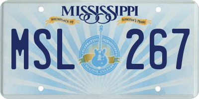 MS license plate MSL267