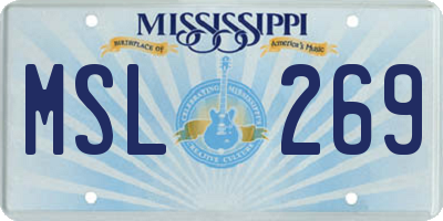 MS license plate MSL269
