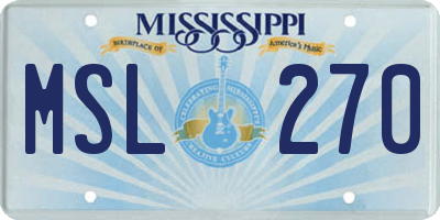 MS license plate MSL270