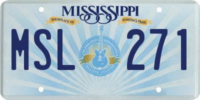 MS license plate MSL271