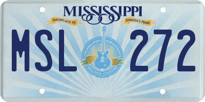 MS license plate MSL272
