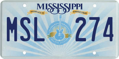 MS license plate MSL274