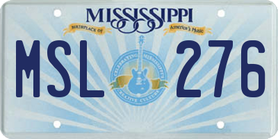 MS license plate MSL276