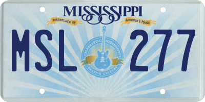 MS license plate MSL277