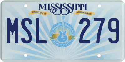 MS license plate MSL279