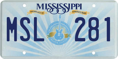 MS license plate MSL281