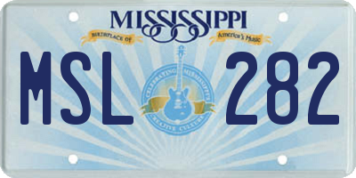 MS license plate MSL282