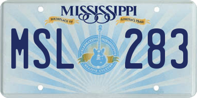 MS license plate MSL283