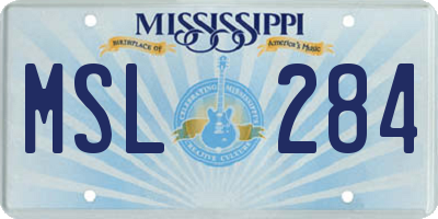 MS license plate MSL284