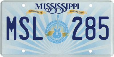 MS license plate MSL285