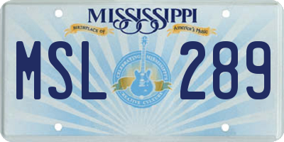 MS license plate MSL289