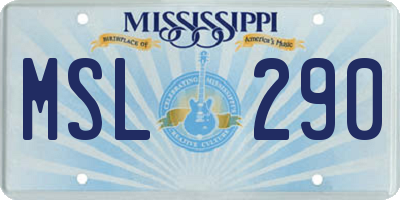 MS license plate MSL290