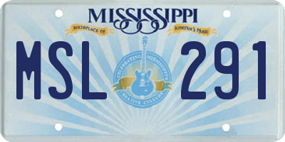 MS license plate MSL291