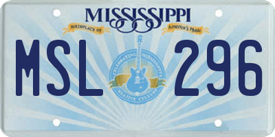 MS license plate MSL296