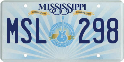 MS license plate MSL298