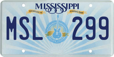 MS license plate MSL299