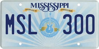 MS license plate MSL300