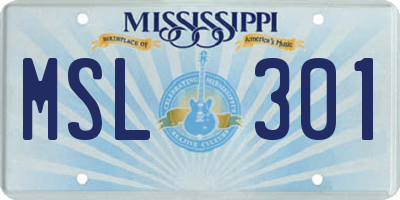MS license plate MSL301