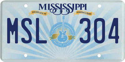 MS license plate MSL304