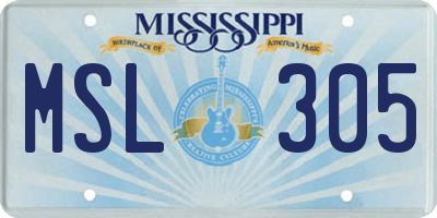 MS license plate MSL305