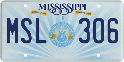 MS license plate MSL306