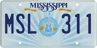 MS license plate MSL311
