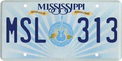 MS license plate MSL313
