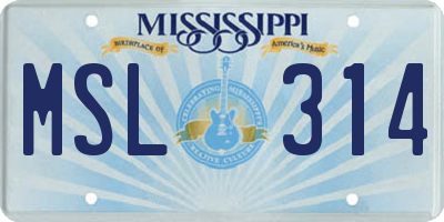 MS license plate MSL314