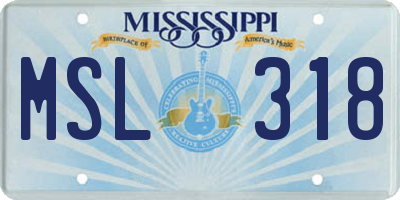 MS license plate MSL318