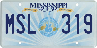 MS license plate MSL319