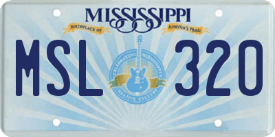 MS license plate MSL320